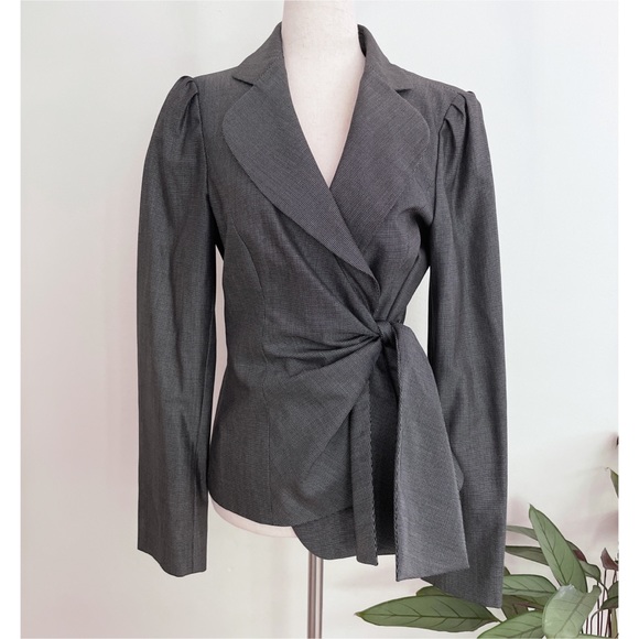 Armani Jackets & Blazers - EUC Armani Collezioni Side Bow Wrap Tie Pattern Blazer Jacket 10 Made in Italy